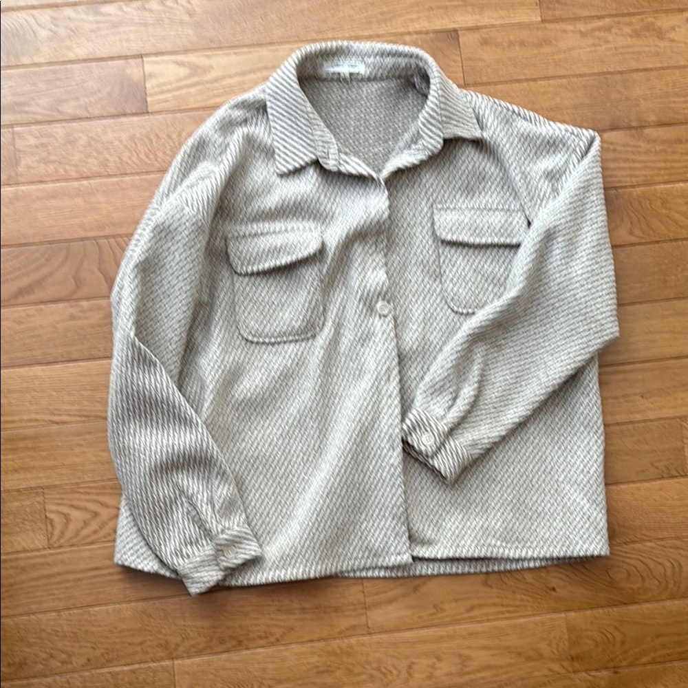 Gray Textured Button-Up Shirt